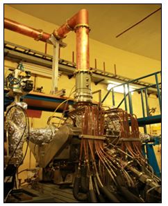 Fig. 21: View of installed RF cavity in Indus-2  